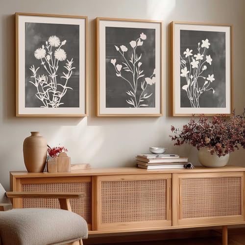 Image of kotart Aesthetic Botanical Art Home Decoration Painting | Floral Paintings With Frame For Living Room Bed Room Hotel Wall Decor Digital Reprint Set of 3 (35x37 Inch)