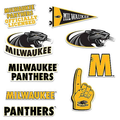 Image of University of Wisconsin Milwaukee 8ct Vinyl Large Deluxe Stickers Variety Pack - Laptop, Water Bottle, Scrapbooking, Tablet, Skateboard, Indoor /Outdoor - Set of 8