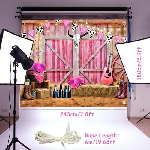 Fondo fotográfico Cowgirl 8x6 ft color rosa miniatura 2