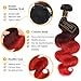 QTHAIR #1B/4/Red Ombre Body Wave Human Hair Bundles 18A Grade 3 Tone Black Burgundy Red Human Hair Bundles18'' 20