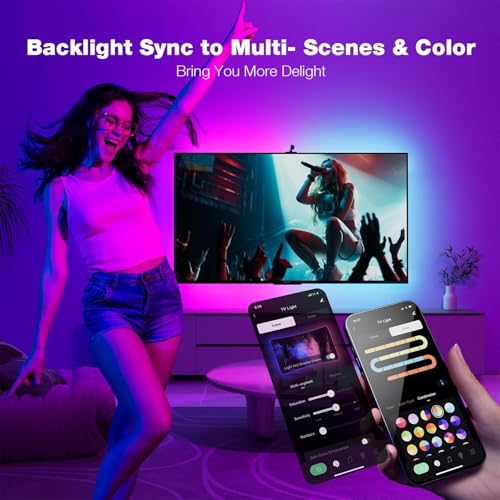 Image of Auslese TV LED Backlight Change Sync with TV Picture 5 M RGB Strip Lights for 43 to 65 inch PC TV & Monitor Compatible with App Music Sync for Gaming Room (B-5)