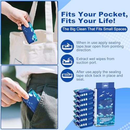 Image of 192 PCS Mini Travel Size Wet Wipes,Hand Wipes Travel Size for Adults,Kids | Small Unscented Hypoallergenic Wet Wipes Alcohol-Free for Sensitive Skin, Travel, Restaurants & Barbecue