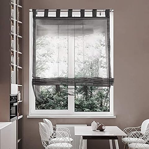 i@HOME Voile Raffrollo 60 x 155 cm Raffrollo ohne Bohren Raffgardine Cover