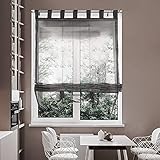i@HOME Voile Raffrollo 60 x 155 cm Raffrollo ohne Bohren Raffgardine mit Schlaufen Fenstervorhang Scheibengardinen Rollos Schlaufen Transparent Vorhang für Fenster