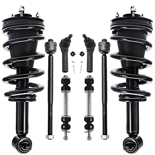Image of Detroit Axle - 4WD Front Suspension Kit for 2014-2018 Chevrolet Silverado 1500 GMC Sierra 1500, 2 Struts & Coil Spring Assembly 2 Sway Bar End Links 2 Outer 2 Inner Tie Rod Ends Replacement