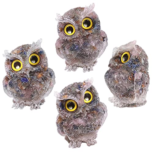 Nupuyai 2.4" 7 Chakra Stones Owl Bird Carved Crystal Animal Statue Ornament - Image 3