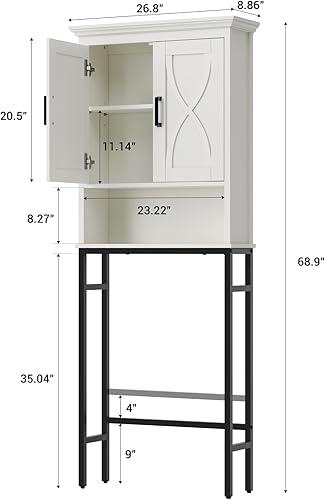 Miniatura 2 de Armario de almacenamiento sobre el inodoro, organizadores de baño y almacenamiento sobre el inodoro, puertas dobles sobre el inodoro, armario de