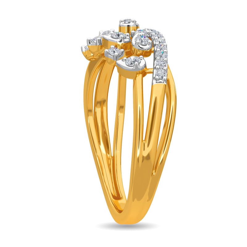 Image of KISNA 14k / 18k Real Gold & Diamond Ring | Diwali, Rakhi Rakshabandhan Gift for Sister /Bhabhi /Women | With Certificate of Authenticity & BIS-Hallmarked Gold Jewellery | Shaona Ring