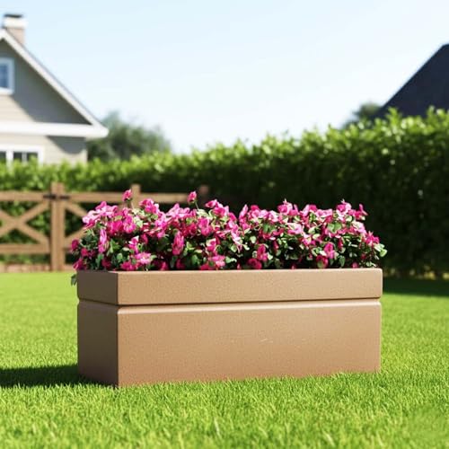 Image of Go Hooked Recta 30x12 Inch Large Planter Pot | Big Size Outdoor & Indoor Pot for Plants | Modern Design, Lightweight & Durable Rectangle Polymer Flower Pot for Balcony, Terrace & Garden (Brown)