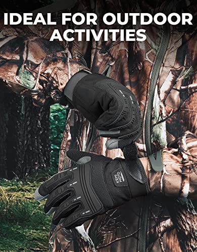 Kemimoto Tactical Gloves For Men, Motorcycle Gloves With Rubber Guard, Touchscreen Work Gloves For Outdoor Work Sports Motorcycle Cycling Tactical Airsoft Shooting Hunting Hiking Camping Climbing #TOP4