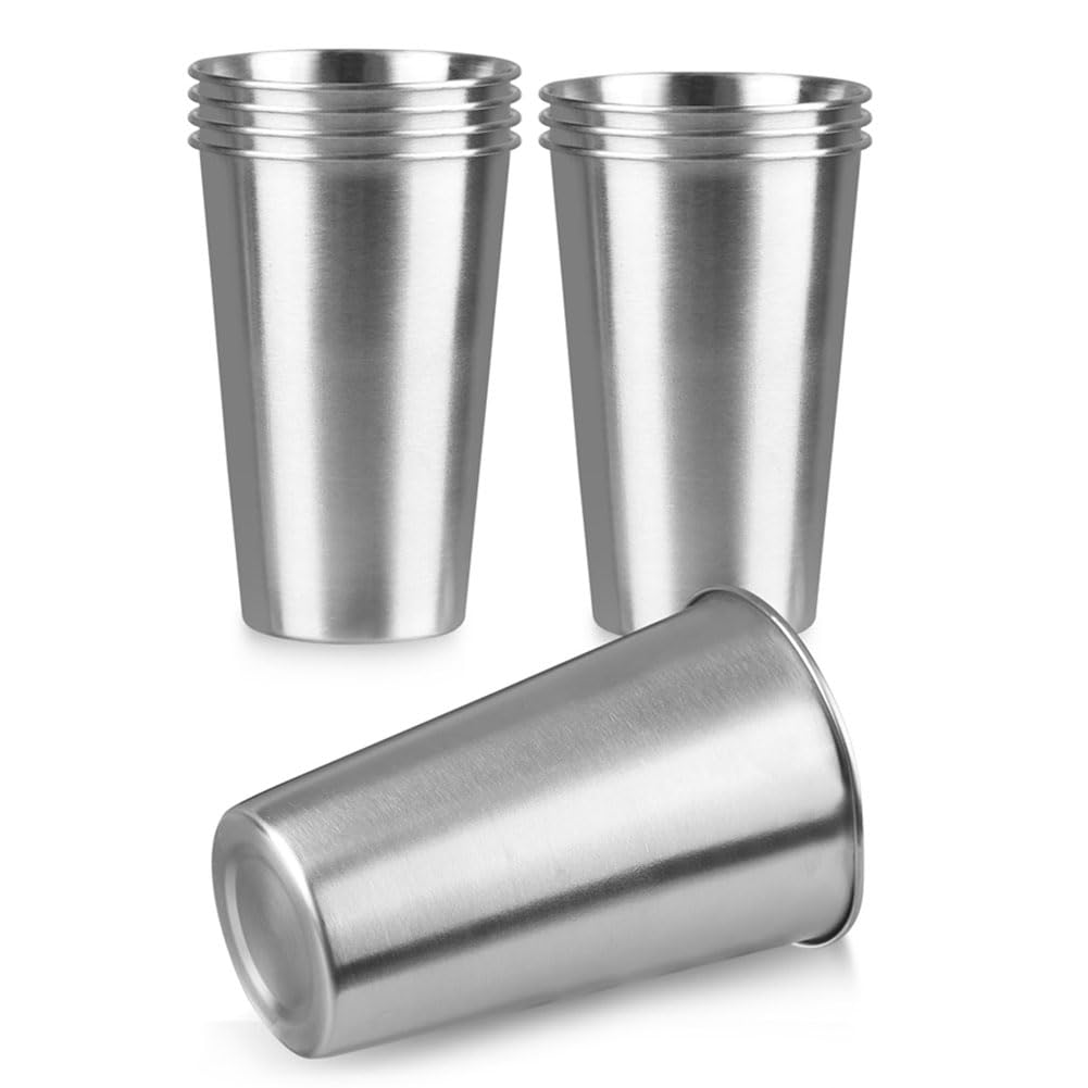 CTRLZS 8Pack 16 Oz Stainless Steel Pint Cups,Stainless Steel Cup,Pint Cup Tumbler,Water Tumbler,Stackable,Reusable, Free