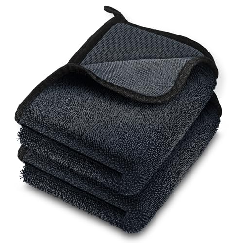 WGIDSKKI Saugstarkes Trockentuch 500g/m² - 40x60 cm(2Pcs), Microfibre Car Cleaning Cloth, Super Saugfähig Microfasertuch in grau - Auto Trockentücher