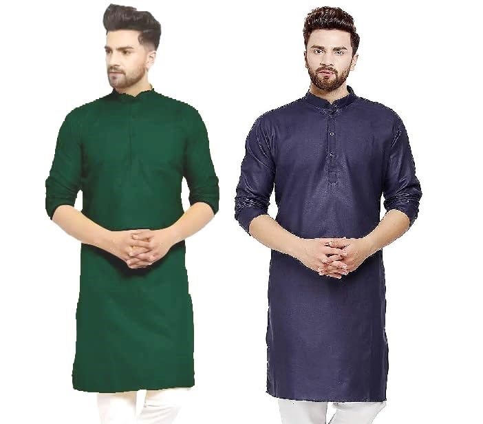 Image of WESTCORE Men's Cotton Kurta Combo - Pack of 2 | Traditional Ethnic Wear for Festivals & Celebrations