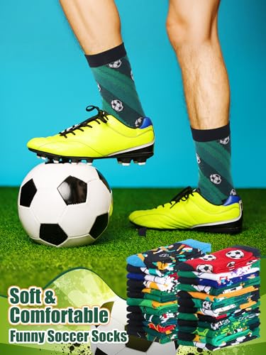 Ramede 48 Pairs Soccer Socks Bulk Sports Crew Socks Novelty Soccer Pattern Gifts for Men Women Teen Team4