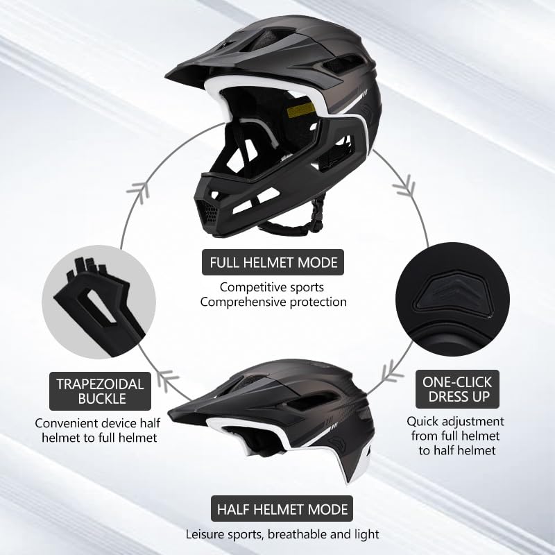 Casco de bicicleta adultos integral desmontable para deportes 5