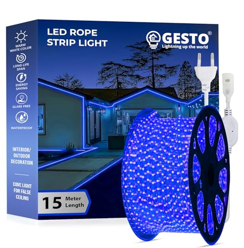 Image of Gesto 15 Meter Rope Led Strip Lights - Outdoor Lights Waterproof for Balcony Decoration,Home Decor & Interior Decoration | Decorative Lights for Diwali Decoration,Cove Light for Ceiling (Blue)