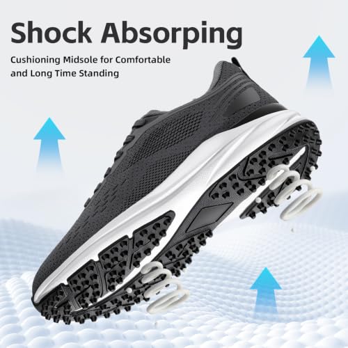 KEFUWU Mens Spikeless Waterproof Golf Shoes