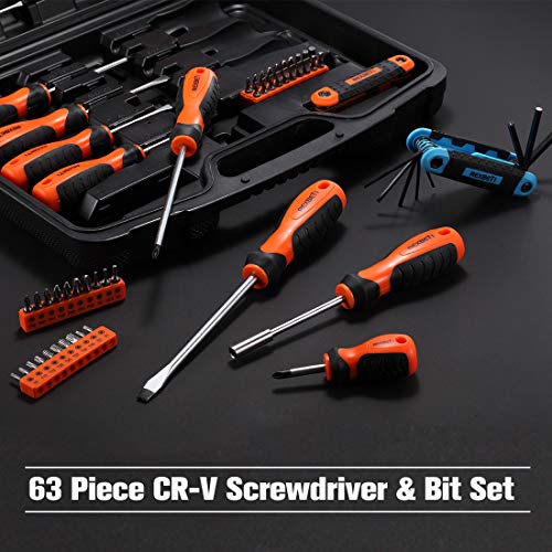 REXBETI Magnetic Screwdriver Set, 63 in 1 Multifunctional Repair Tool Kit with Slotted Phillips Screwdrivers, Precision Screwdrivers, Inch Metric Folding Allen Wrench Set and Screwdriver Bits