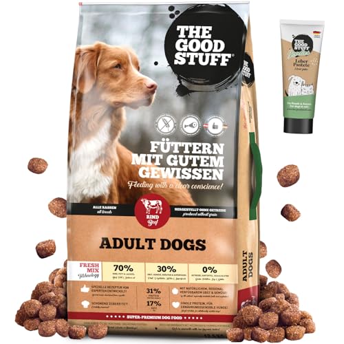 THE GOODSTUFF Rind (Adult) 12,5kg | Inkl. Leberpastete Geflügel | Hundetrockenfutter getreidefrei | Mit Rindfleisch | Hundefutter trocken für ausgewachsene Hunde | Ausgewogenes Trockenfutter für Hunde