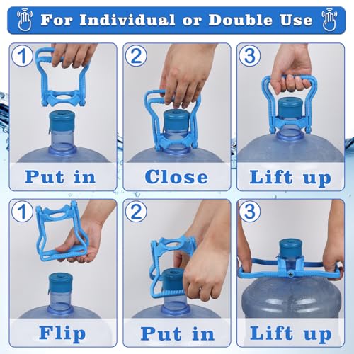 Deftomo 2 Pack 5 Gallon Water Bottle Handle, Ergonomic Non-Slip Heavy Duty Water Jug Carrier Handle by Deftomo - Used condition - Image 3