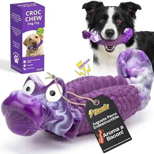 Juguete Perro Indestructible Cocodrilo con Aroma a Bacon 
