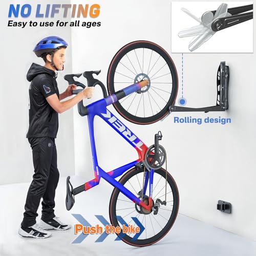 organizelink BIKEPAL No-Lift Swivel Bike Rack Wall Mount - Foldable Space Saving Design, Heavy-Duty Steel, 78lb Capacity, Fits 18-28" Wheels & 2.4" Tires, Perfect for Garage/Home (Silver, 2-Pack) by organizelink - Used condition - Image 2