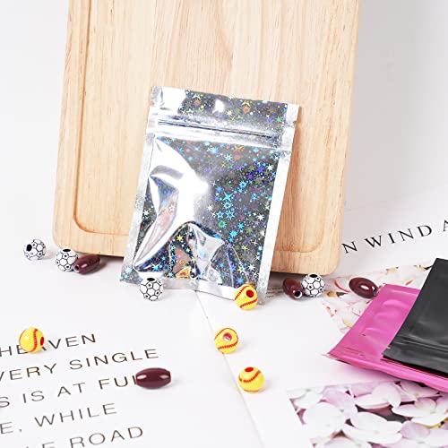 Wankko 100 Pcs Premium Smell Proof Double-Sided Color Mylar Foil Flat Heat Sealable Sample Ziplock Bag 7.5X10Cm #TOP4