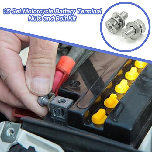 15 Set M6X16Mm Motorcycle Battery Terminal Screws And Nuts Stainless Steel M6 Bolt Square Nut Kit Motorcycle Battery Screw And Nut For Atv Bike Scooter #TOP3