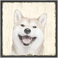 SIGNWIN Framed Canvas Wall Art Nursery Baby Husky Dog in Pastel Yellow Animals Wildlife Wood Panels Modern Art Decorative Portrait Relax/Calm for Living Room, Bedroom, Office - 16