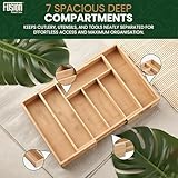 Fusion Food Expandable Bamboo Cutlery Drawer Organiser – 33 to 47 cm Adjustable Kitchen Drawer Divider - Natural Bamboo Utensils Holder & Cutlery Tray Organiser - Durable & Easy to Clean - Image 5