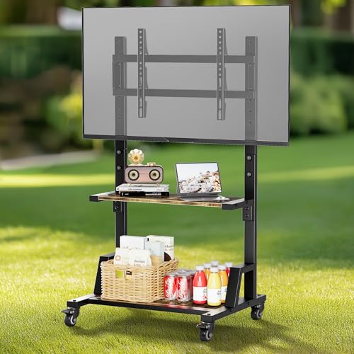 HYPIGO Outdoor TV Stand with Large Storage, Mobile TV Cart ...