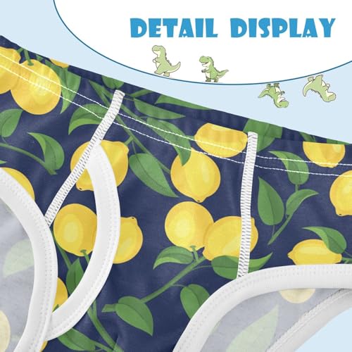 visesunny Boys Cotton Underwear Yellow Lemon with Green Leaf Printed Toddler Soft Training Briefs Size 2T-8Y for Kids4