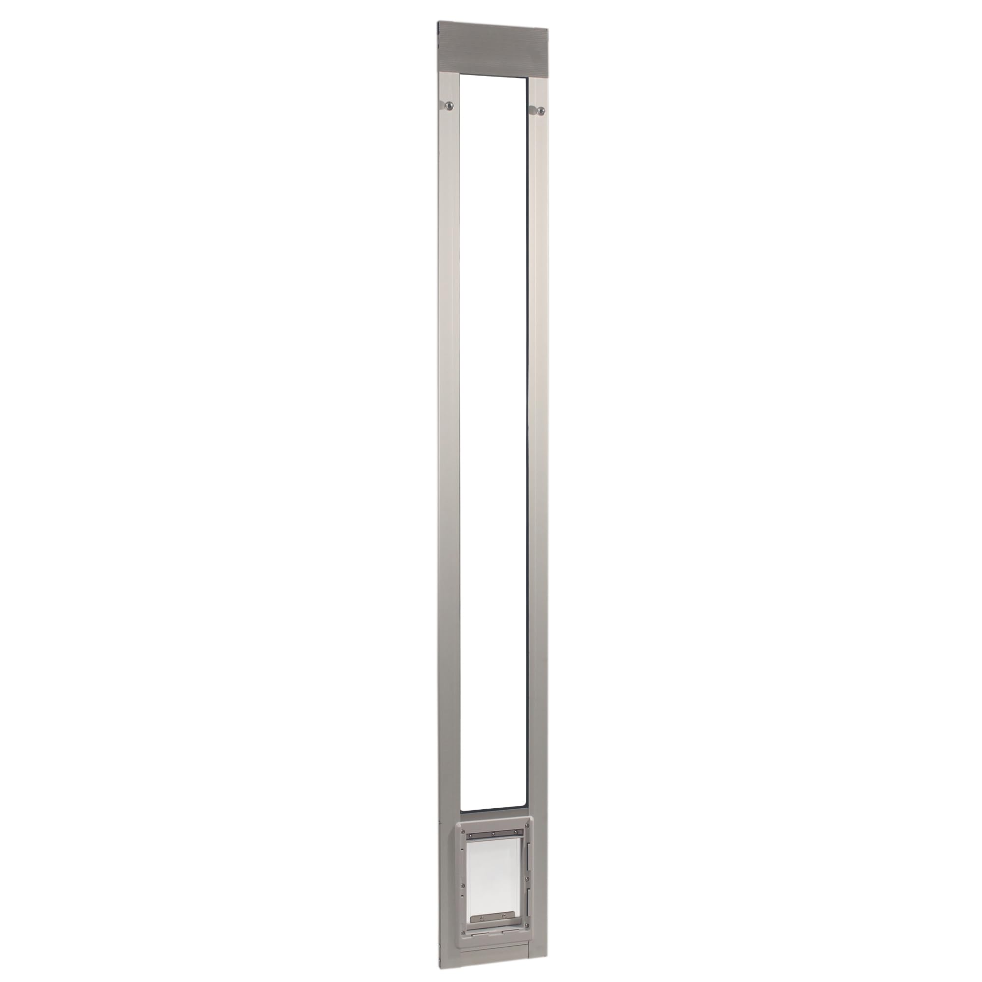 Since 1979 Ideal Pet Products Aluminum Pet Patio Door, Adjustable Height 77-5/8" to 80-3/8", 5" x 7" Flap Size, Mill/Silver