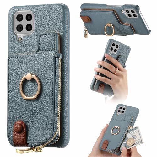 Étui Galaxy A22 4G en cuir premium chic avec porte-cartes et coque PC rigide