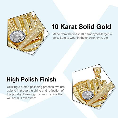 Gold Baseball Gear Charm - 10 Karat Solid Gold - Bat and Glove Pendant - Gift for Player2