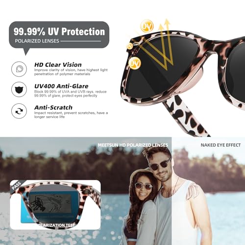 Image of MEETSUN Polarized Sunglasses for Women Men Classic Retro Square Frame Driving Sun Glasses UV Protection