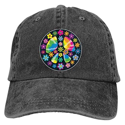 Denim Cap Art Peace Signs Baseball Dad Cap Classic Adjustable Casual Sports for Men Women Hat - black - One size Cover