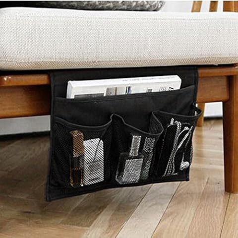 WADY Bedside Organiser 4 Pocket Bed Sofa Hanging Storage Bag Holder Pouch for Book Phone Glasses TV Remote(Black) Cover