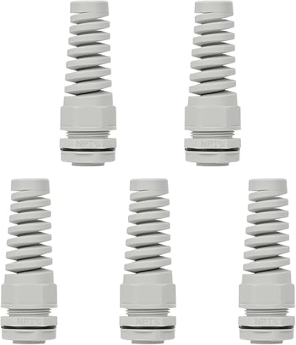 LeMotech 5 unidades NPT 34" IP68 impermeable para cable flexible en espiral alivio de tensión junta de nailon gris con juntas para rosca de alambre