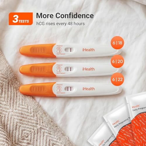 Image of iHealth Pregnancy Tests 3 Pack, Early Detection hCG Test Sticks, 10 MIU /mL Sensitivity, Over 99% Accurate from Expected Period, 3-5 Min Home Pregnancy Test Kit, Pruebas de Embarazo