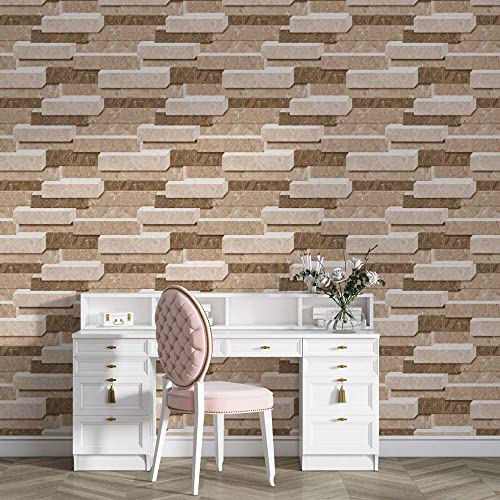 Image of DWELLSINDIA Stone Bricks Self Adhesive Wallpaper, Waterproof, Scratch Resistant, Laminated (41cm x 244cm, Multicolour)