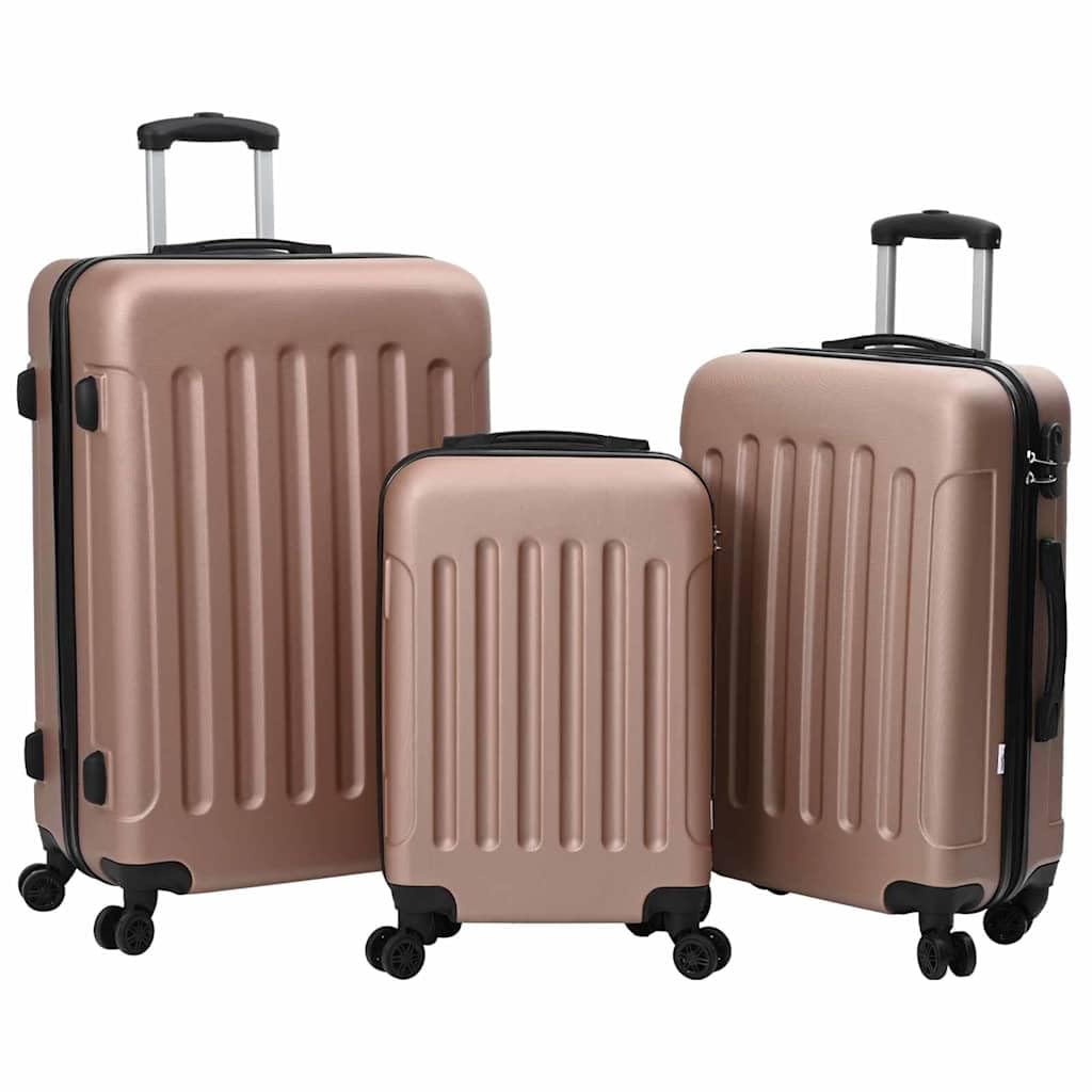 vidaXL Walizka 3 pcs Różowe złoto 50 x 31 x 78 cm Plastik ABS, Towarzysz podróży, wytrzymała, prostokątna walizka, bagaż, torba na lot, organizator na weekend