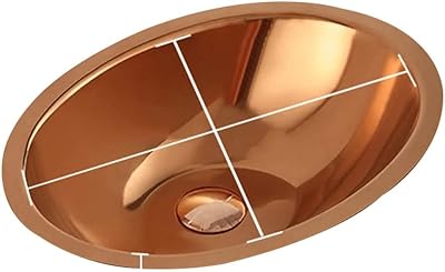 Lavello da Cucina,Lavello da Incasso,Lavelli compatti per la casa/commerciali Lavabo sottopiano ovale dorato in acciaio inossidabile 304 Lavabo singolo incorporato Vasca singola Vasca sottot