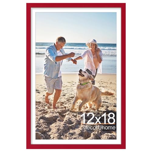 decorUhome 12x18 Picture Frame Fits 11x17 Photos with Mat, Red by decorUhome - Used condition - US$21.73