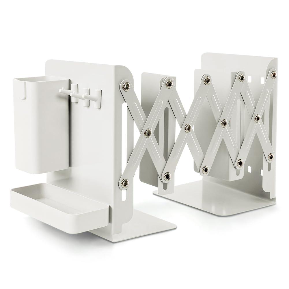 Kexpery White Retractable Desktop Bookstand Vertical File Sorter Rack (White)