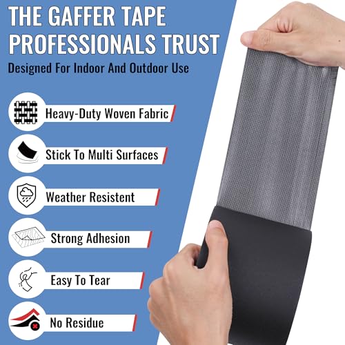 Image of New Upgrade Gaffer Tape Bulk 4 Pack, 11 Mil Industrial Grade Gaffer Tape, 4'' x 30 Yards, Strong Adhesion, Easily Remove No Residue, Professional Matte Finish No Reflection, Black Cloth Tape for Stage
