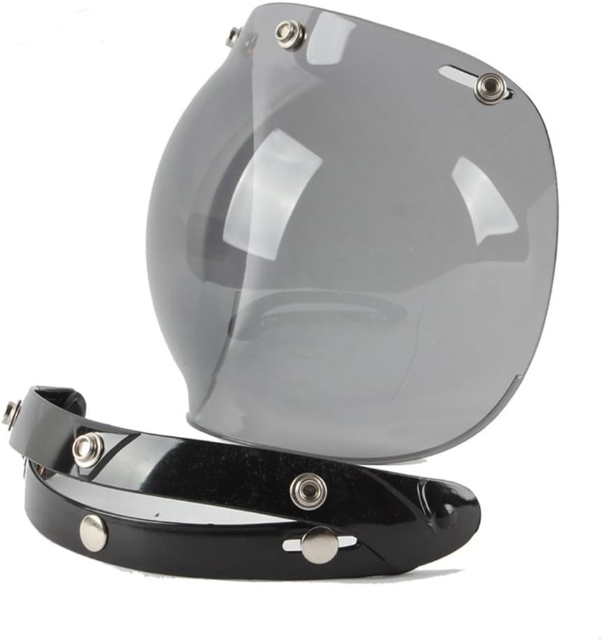 Motorcycle Retro Bubble Visor Wind Face Shield Lens Universal For 3-Snap Open Face Helmets(Light Smoke)