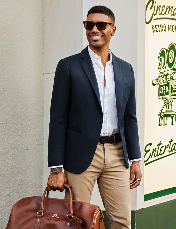 PJ PAUL JONES Mens Casual Sport Coats Wool Blend Blazer Jackets One Button Lightweight Business Suit Jackets4