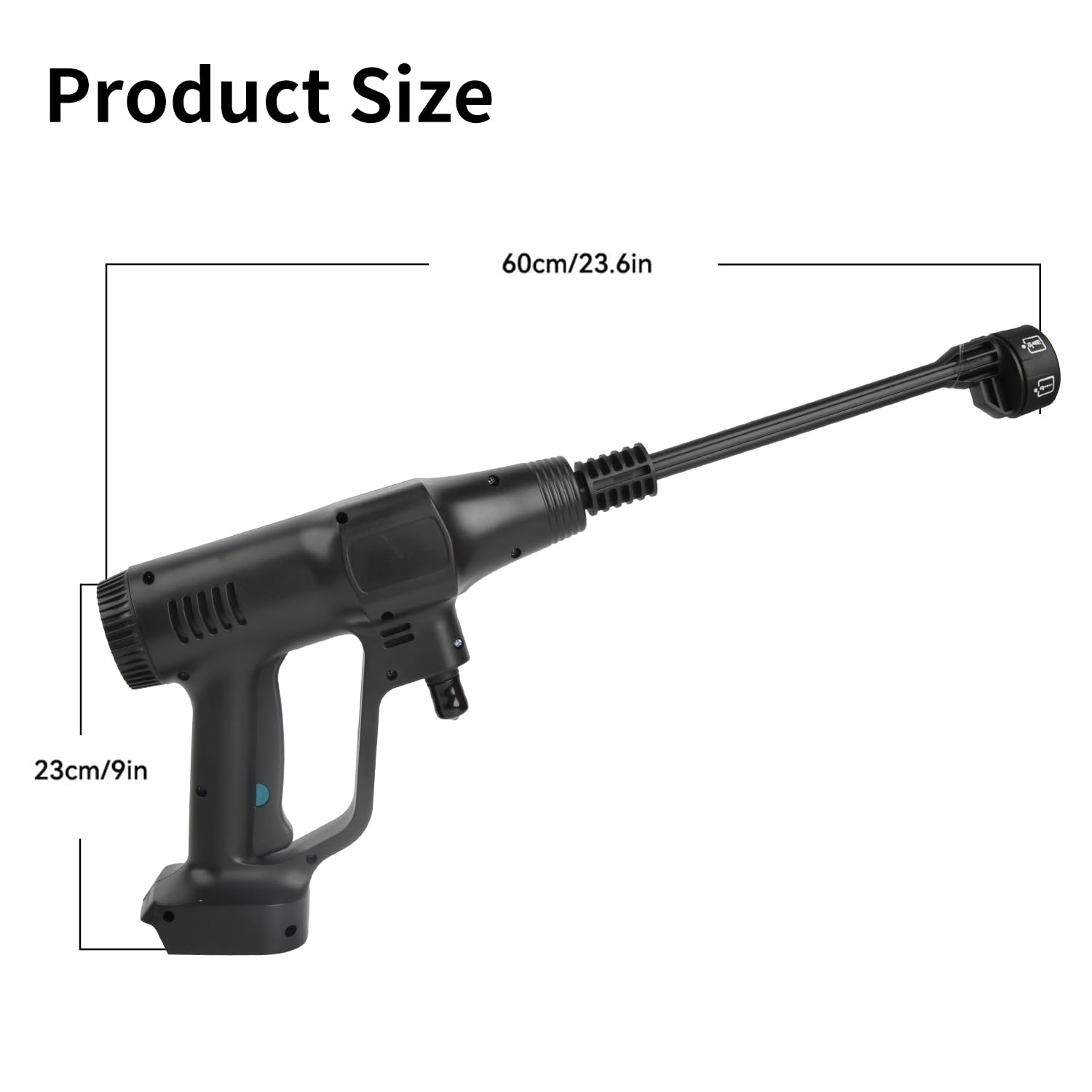 Nettoyeur Haute Pression sans Fil 100 Bar, Nettoyeur Haute Pression sur Batterie 6,0Ah, Buse 6 en 1, Niveaux De Pression 60/80/100 Bar, Press & Clean Pistolet de Lavage pour Voiture, Jardin (Noir)