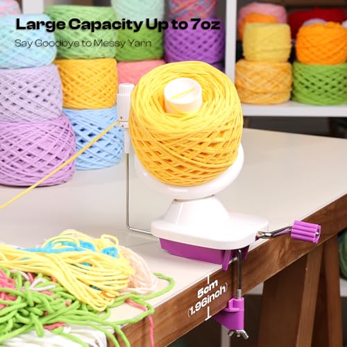 Image of Caydo Manual Yarn Winder with Tension Spring for Tight Winding 4-7oz Cake | Portable Compact Lightweight Design, Easy to Use & Carry Anywhere, Great Craft Helper for Crochet & Knitting Lovers Purple